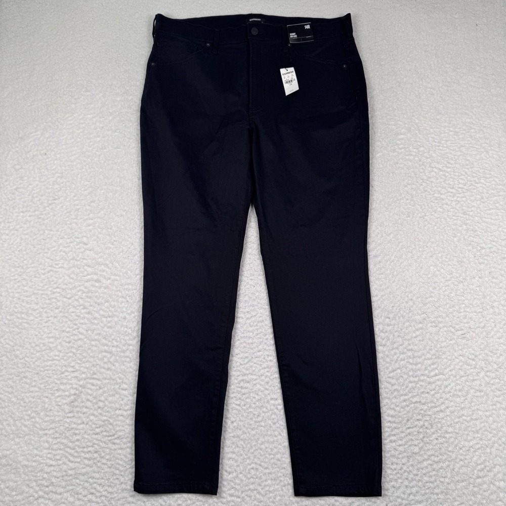 Express Skinny Mid Rise Denim jeans Pants Black Stretch Women's Size 14R NEW $74
